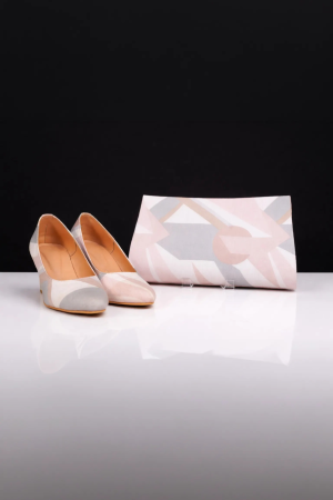 The Pastel Geometric Edit – Blush Pink & Grey Footwear & Clutch Duo