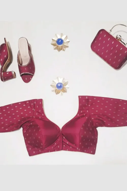 Pink  silk cotton designer blouse combo set